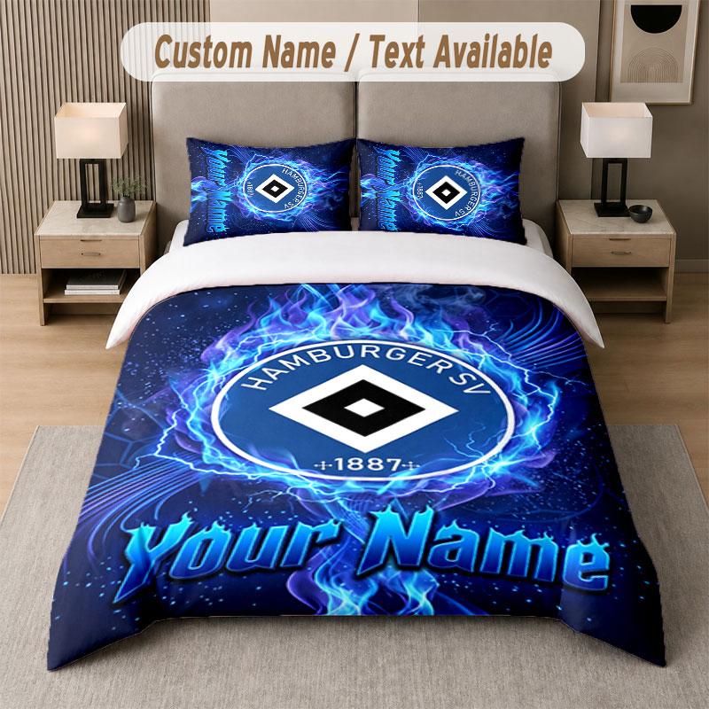 Custom Bedding Set Hamburger SV Pattern, Print Name Text 1 Duvet Cover Plus 2 Pillowcases Home Textile
