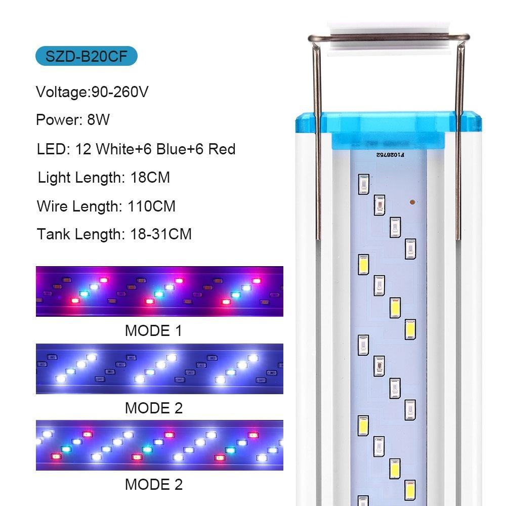

3 Colors Changeable Extensible Aquarium LED Clip on Super Bright Fish Tank Light 18cm 28cm 38cm 48cm LED Aquarium Light