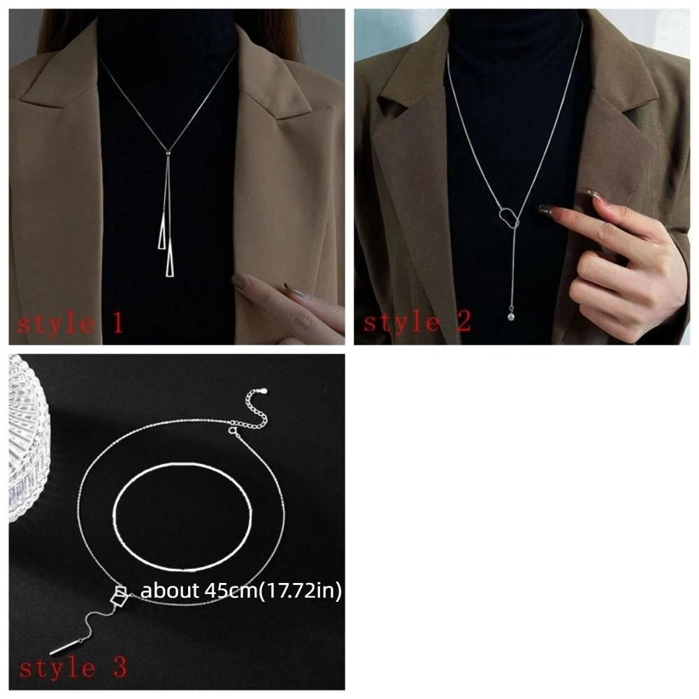 Exquisite Triangle Pendant Necklace Adjustable Tassels Necklace Long Necklace Birthday Gift