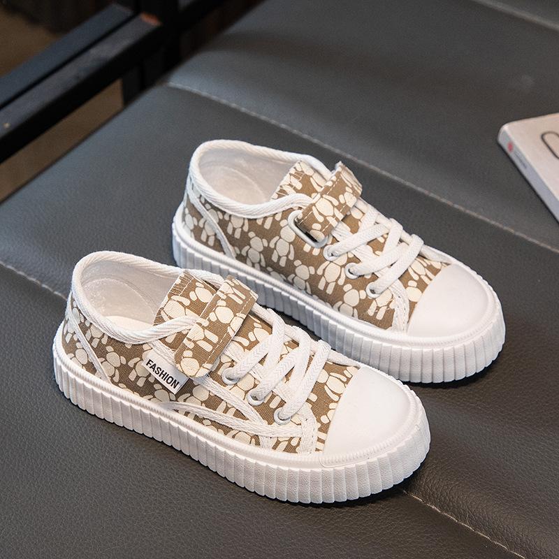 Children's Canvas Shoes Violent Bear Girls Fashion Board Shoes Boys Sports Shoes 2025 New Spring and Autumn Breathable Casual Shoes