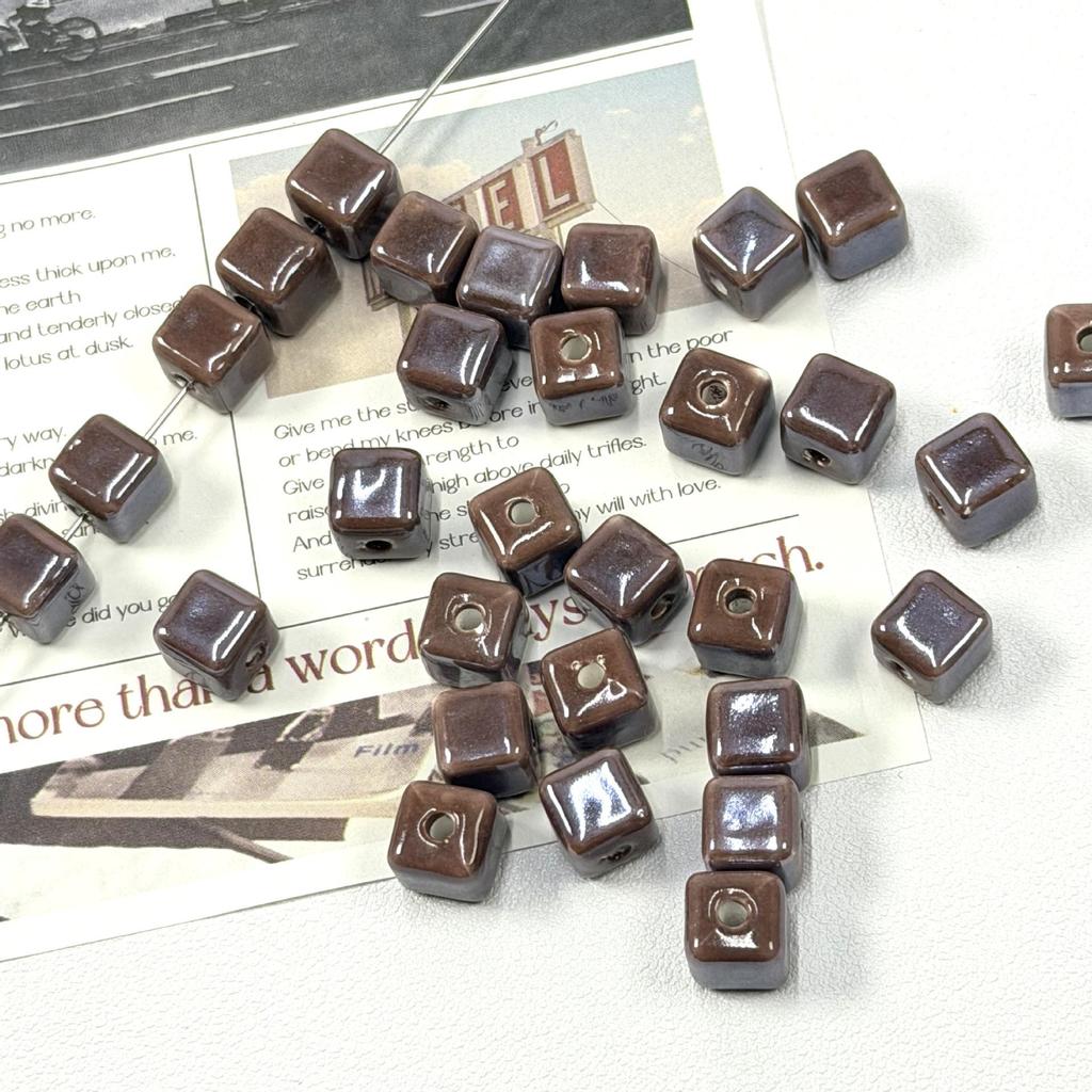 Colorful 3D Square Ceramic Beads for DIY Necklaces and Bracelets