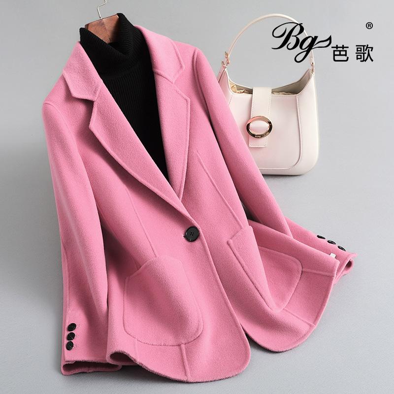 Autumn New Double-sided Wool Short Small Suit Coat Slim-fitting High-end Small Woolen Coat Women