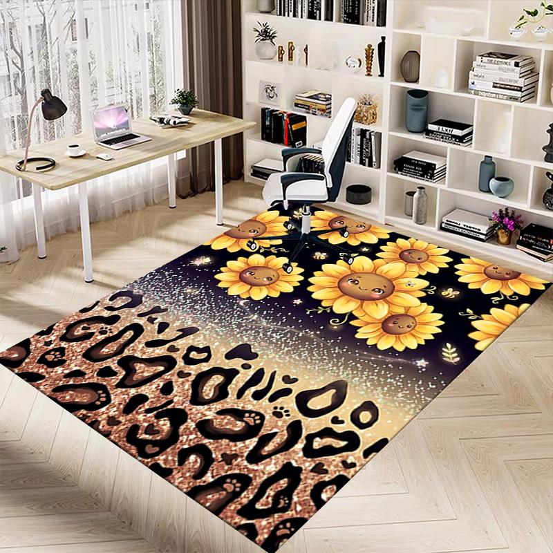 1PC Sunflower Leopard Non-Slip Floor Carpet Compatible for Office&Living Room&Bedroom&Dining room -  Soft & Pattern-G0327
