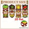 4 Stück Gesichtsmaske Dekor Massivholz Handbemalt Tiki Gesichtsmaske Tropischer Hawaiianischer Stil Wanddekoration Strand Poolbereich Dekoration