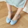 White Blue Women Sandals Low Heel Small Big Size 31 48