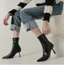 Fashion Winter Pointed Toe Women Ankle Boots Fashion Zipper Shoes Thin High Heel Women's Morder Short Booties