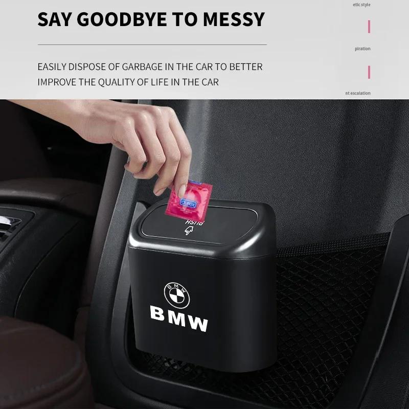 XWFVI1 Car Trash Bin Hanging Vehicle Garbage Dust Case Storage Box For BMW M Performance E36 E60 E90 X2 X1 X3 X5 E46 E39 E70 M3 M5 M6