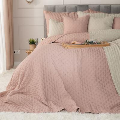 NULES Decorative Bedspread - Subtle Pink, Embossed Pattern - 200x220cm