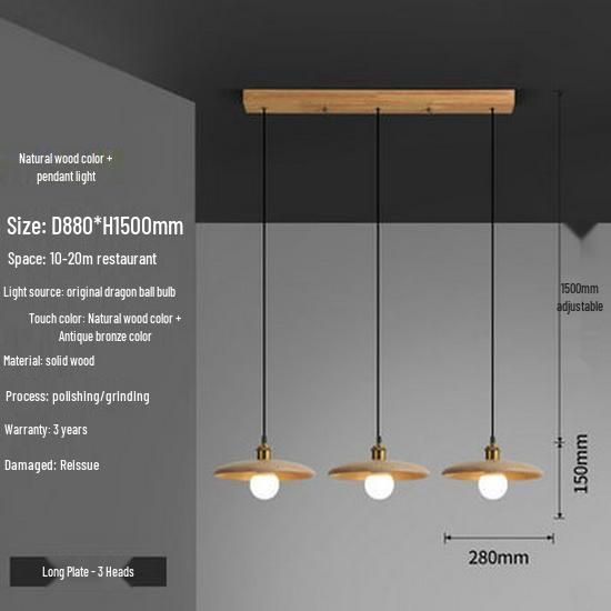 Nordic Retro Solid Wood Chandelier: Homestay, Bedroom, Bedside, Teahouse, Study, Bar Light