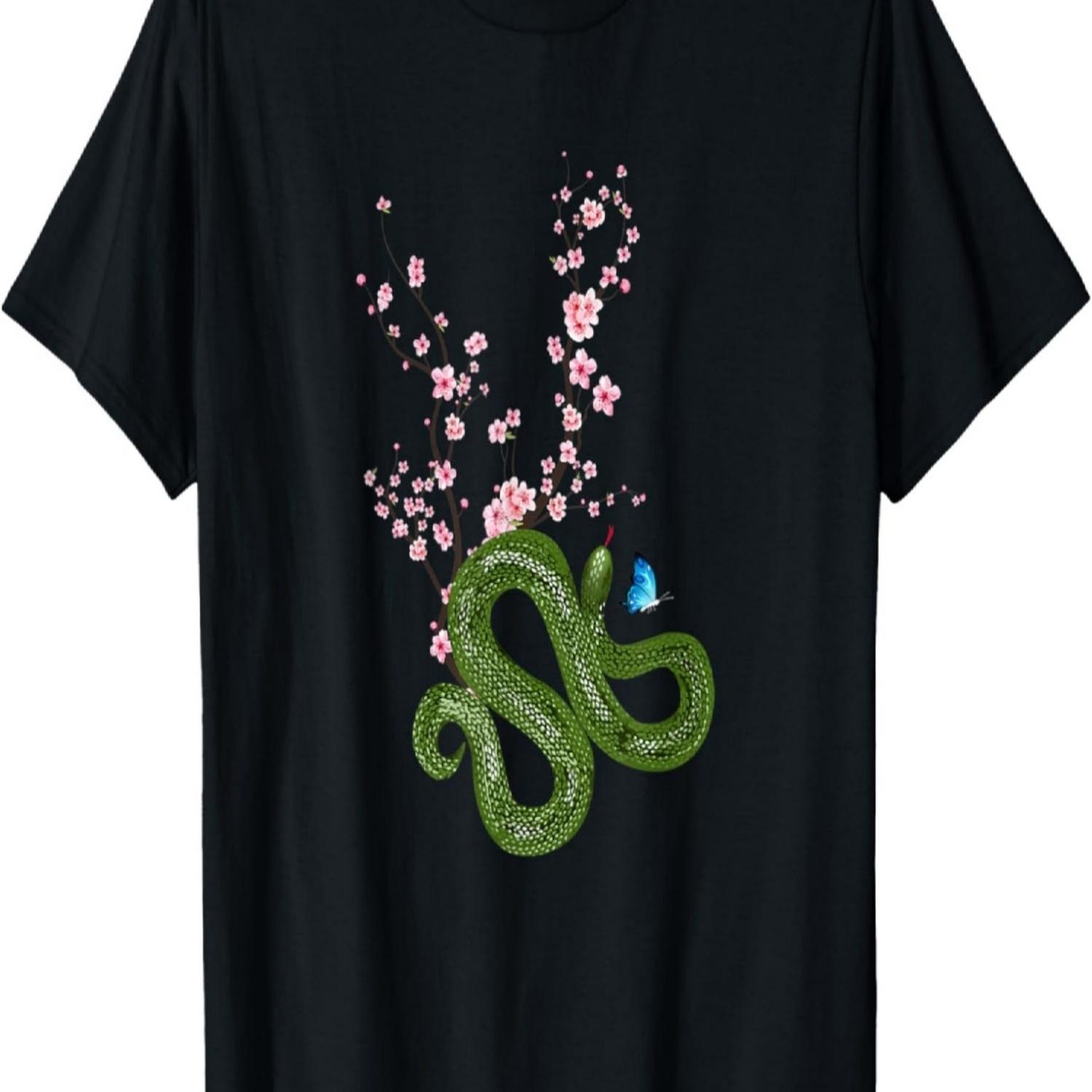Japan Sakura Cherry Blossom Snake  T-Shirt S