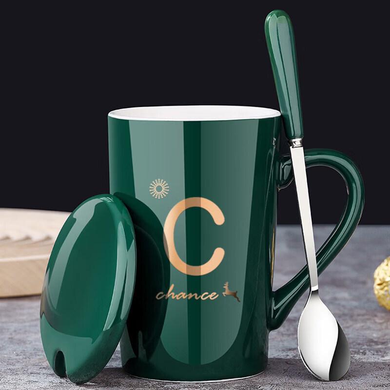 UOSO Ceramic Mug with Lid and Spoon