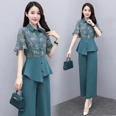 Tenue tendance, pantalon large, haut, ensemble deux pièces, été