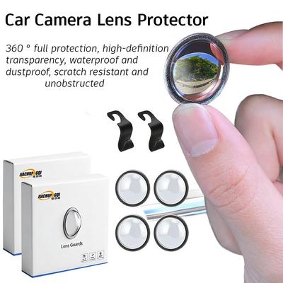 4pcs Car Camera Lens Guards With 2pcs Hooks 360 Panoramic Camera Dust Cover  Anti-Scratch Shield Car Camera Protective Cover