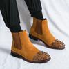 Men Suede Rivet Chelsea Boots Rockstud Shoes Dress Punk Shoes Party Nightclub Blazers Saddle Shoes Plus Size