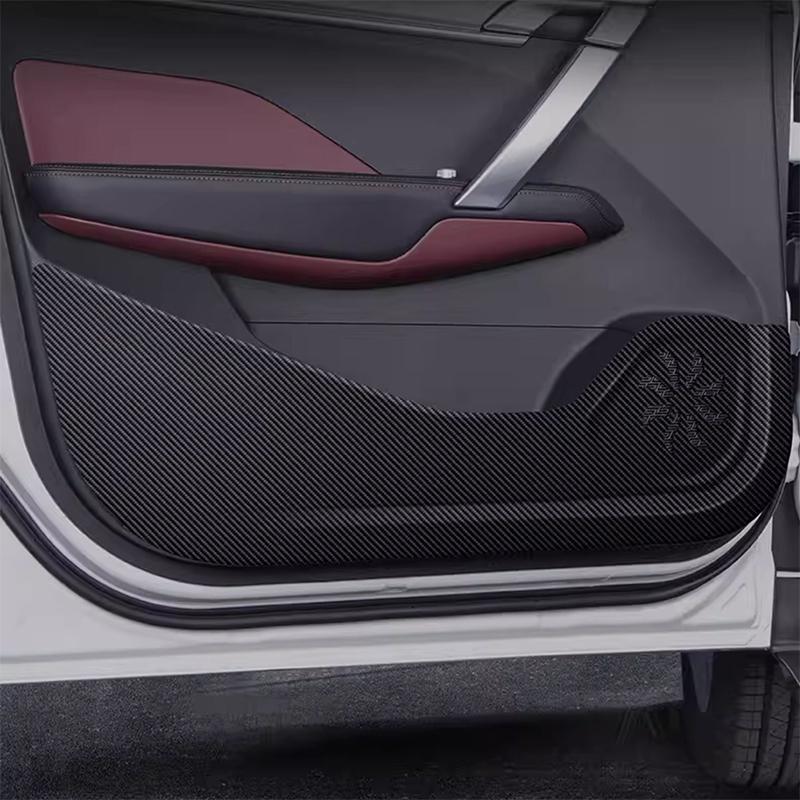 Car Door Anti Kick Pad Carbon Fiber Leather Texture Anti Dirt Protective Sticker Auto Accessory For Geely Coolray  2024 2025