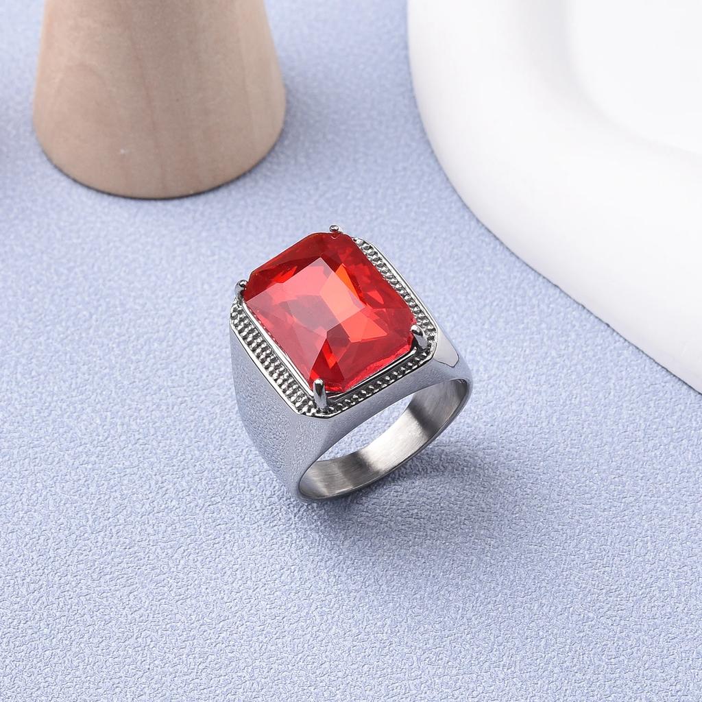 Men's/Women Multi-Gemstone Style High Quality Luxury Stainless Steel Ring Classic Trend Jewelry