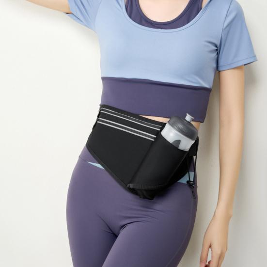 Hydration Waist Bag Waterproof Waist Pack with Water Bottle Holder Reflective Strips Adjustable Belt Fanny Pack for Running Hiking Cycling