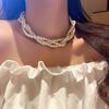 Vrouwen ketting Vintage faux parel gedraaide verwarde meerlaagse faux parel choker nek decoratie sieraden luxe vrouwen prom cocktail cosplay ketting