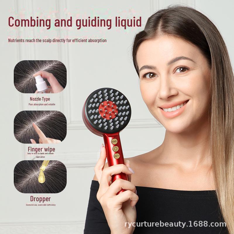 Red Light Therapy Scalp Meridian Comb with Microcurrent and Essential Oil Applicator