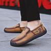 Plus Size მამაკაცის გაყოფილი ტყავის ჩვეულებრივი ტყავის ფეხსაცმელი მამაკაცის ლოფერები კომფორტული მართვის ფეხსაცმელი მოკასინი მამაკაცის ბრტყელი ფეხსაცმელი