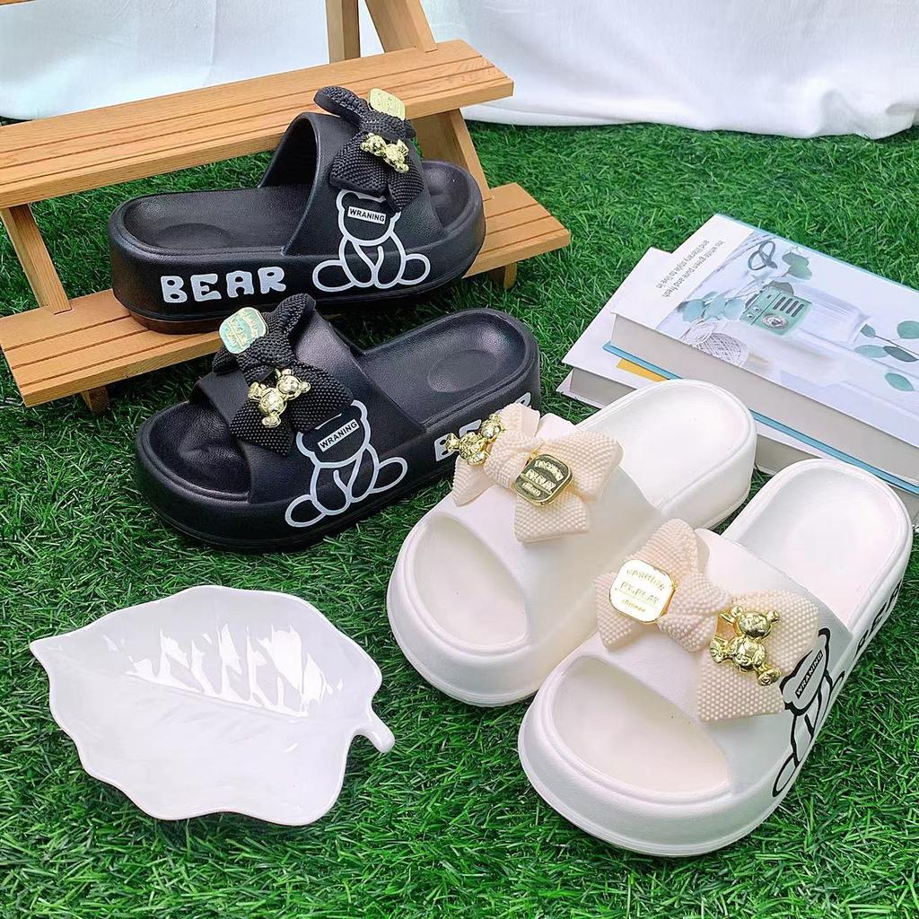 Slippers Women's New Thick-soled Bear Bow EVA Slippers Women's Spring and Summer Fashion One-word Slippers