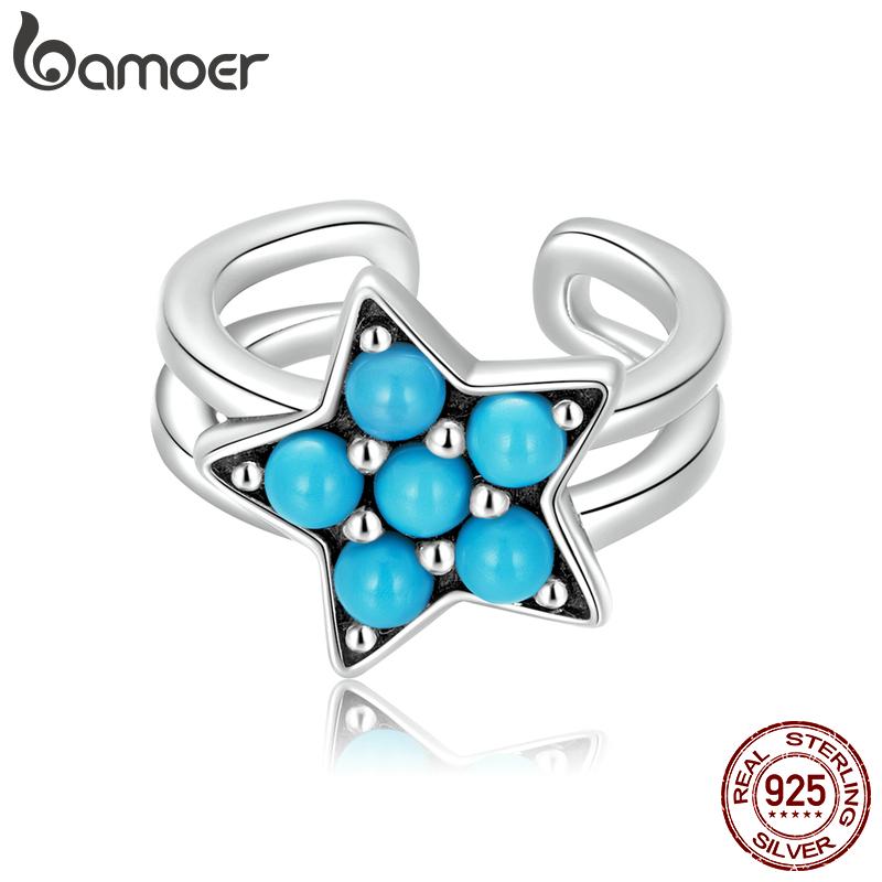 

BAMOER 1PC Новый 925 стерлингового серебра Бирюзовая звезда Ушная манжета для женщин Простой дизайн Серебряные уши Тонкие ювелирные изделия Пляжная вечеринка Подарок