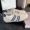 Retro color matching lace-up German training shoes women's 2025 new versatile casual sports breathable mesh Forrest Gump white shoes