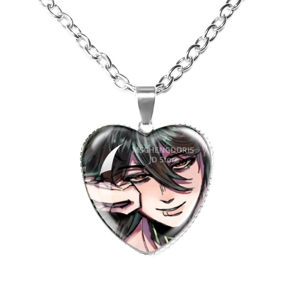 Solivan Brugmansia Sol 'The Kid At the Back' Anime Glass Cabochon Heart Shaped Pendant Necklace Charm Jewelry Gift