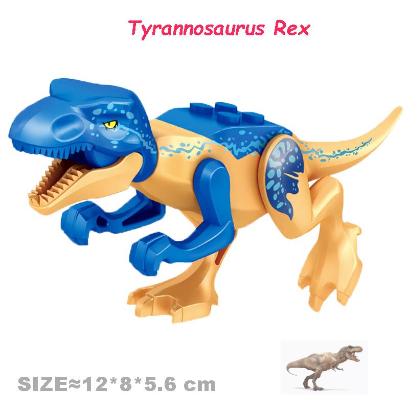 Bright Jurassic Dinosaurs World Velociraptor Triceratops Rex Pterosaur Model Assemble Building Blocks Toys For Children Boy Gift