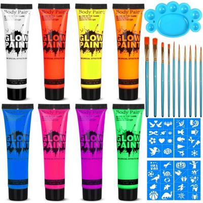 Schwarzlicht-Neon-Gesichts- und Körperfarbe, 0,34 Unzen, im Dunkeln leuchtende Farbe, fluoreszierend im Dunkeln, Partyzubehör, 10 ml …, 0,84 Unzen