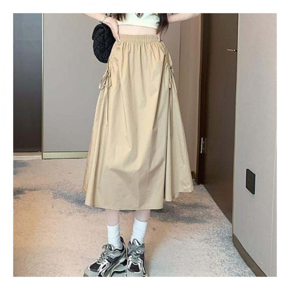 NAvAvA Retro A Line Solid Shirring bAnding Skirt Ns341