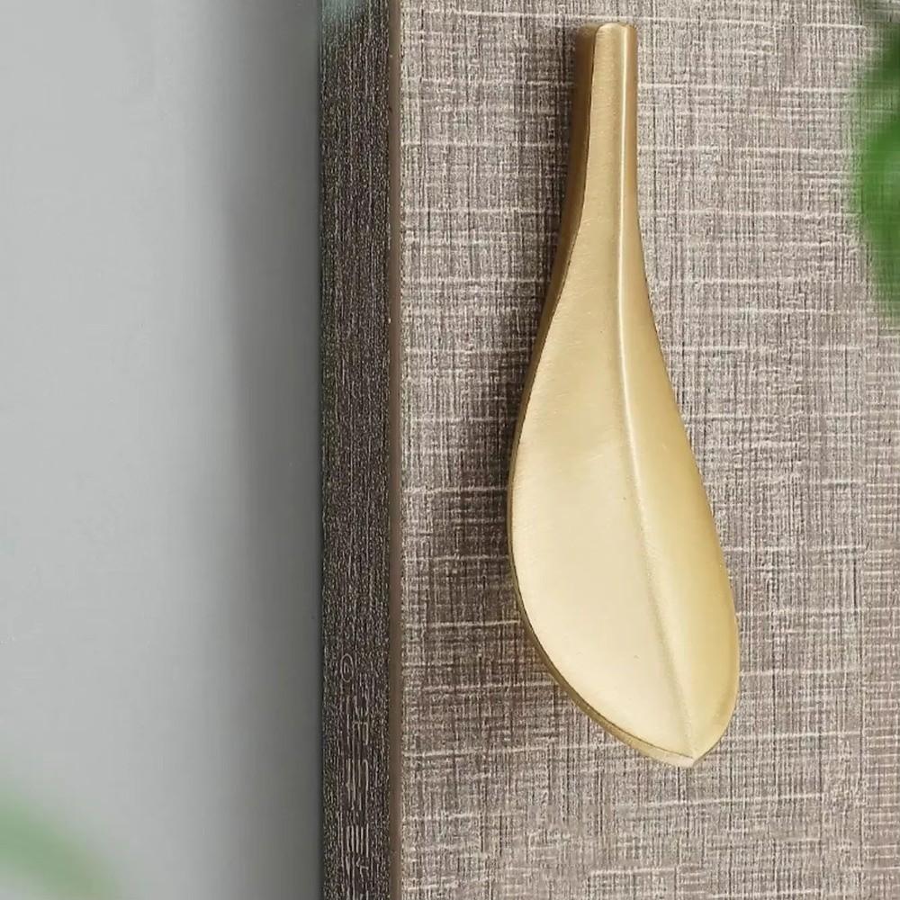 Golden Leaf Design Drawer Pull Handle Loquat Leaf Shape Wardrobe Knob Handle Cabinet Door