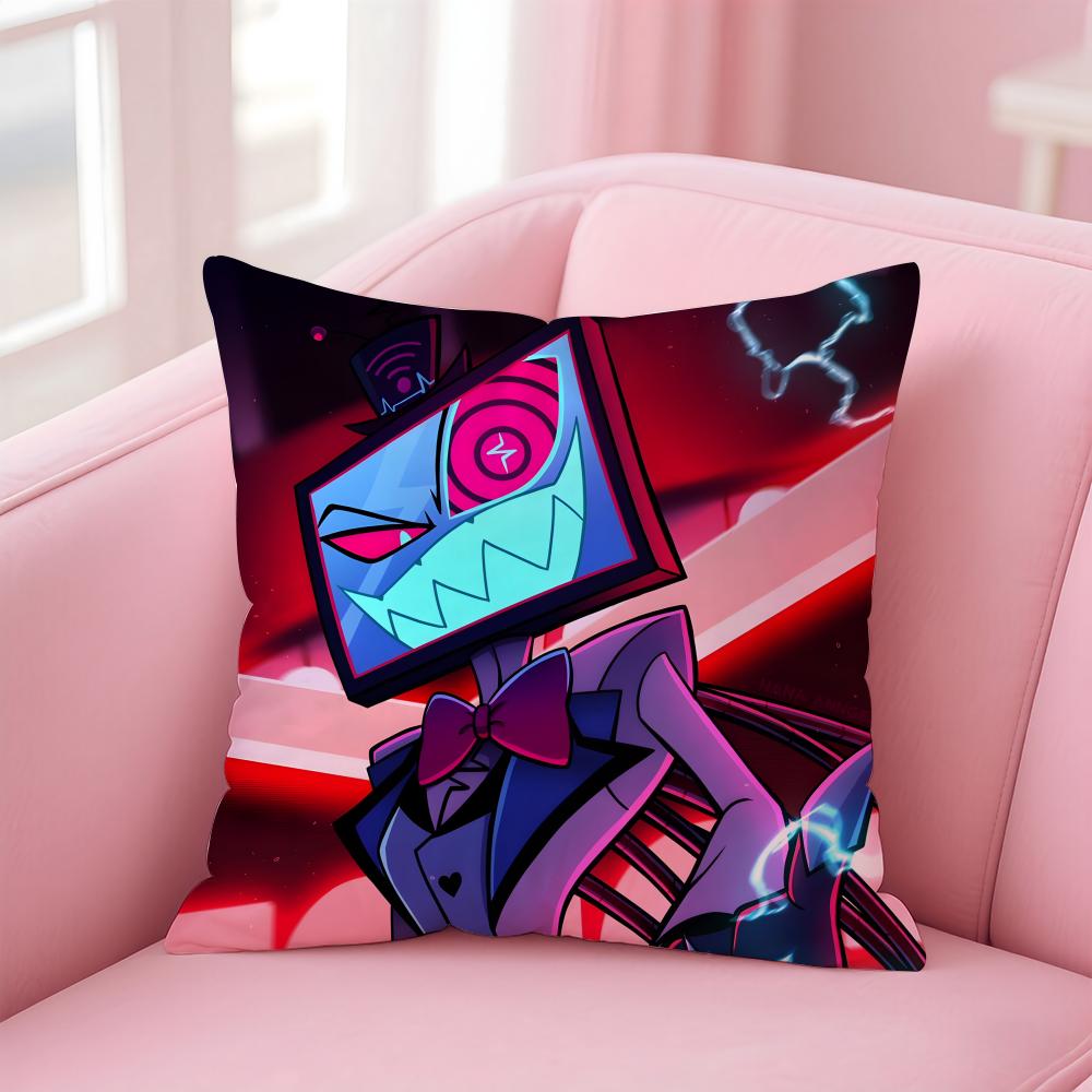 H-Hazbin H-Hotel Anime Cushion Cover Home & Car Multi-Scene Pillow Cover - Reversible, Soft & Durable for Daily Use
