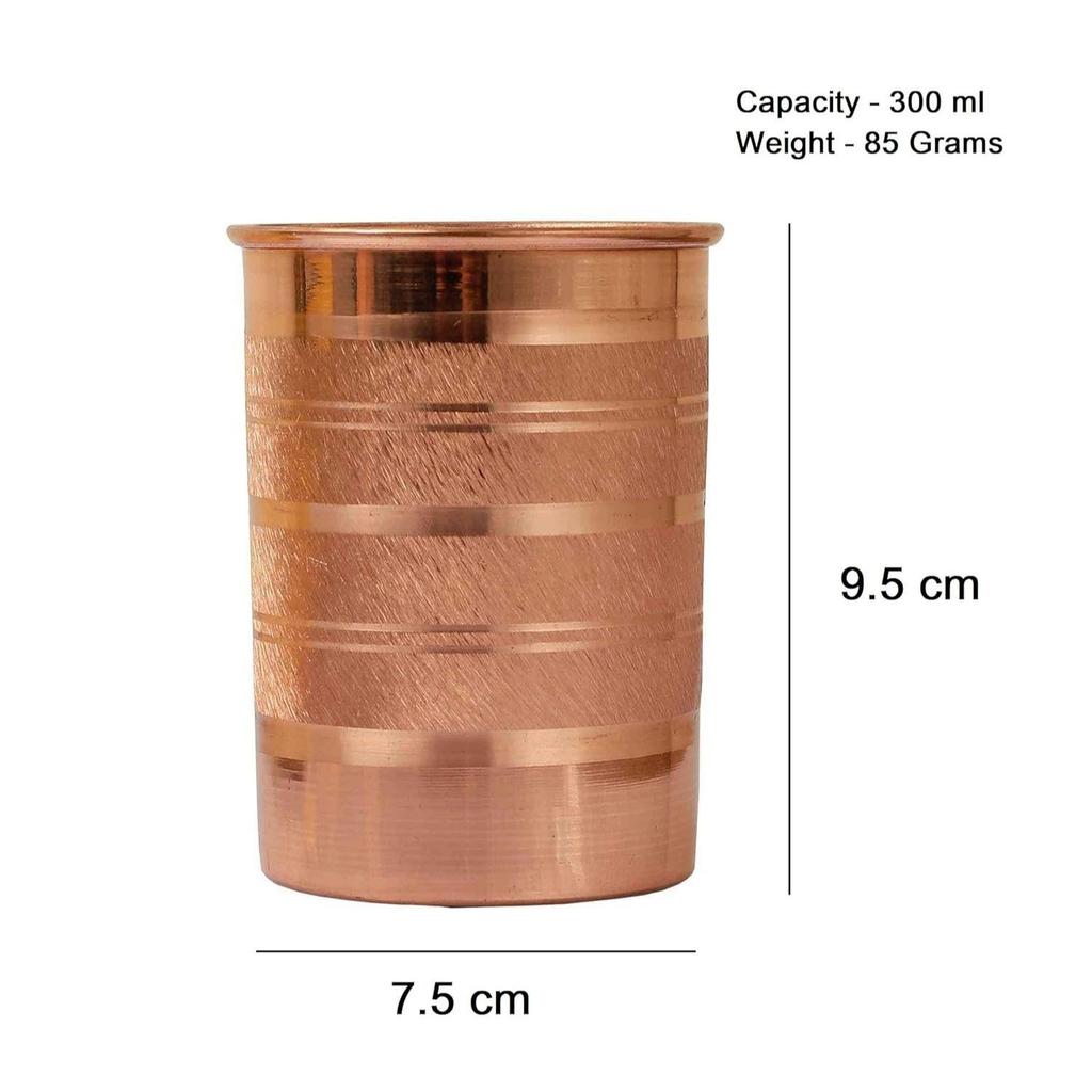 Becher aus reinem Kupfer 300 ml | Ayurveda-Trinkglas für Wasser | Handgefertigtes Kupferutensil für den täglichen Gebrauch – 1 Stück