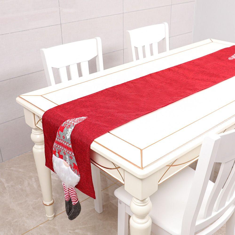 34x212cm Christmas Elf Table Runner Long Table Cover Dacron Table Runner New Year