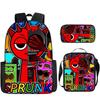 Game Incredibox Sprunki Pattern Large Capacity Three Piece Students School Bag