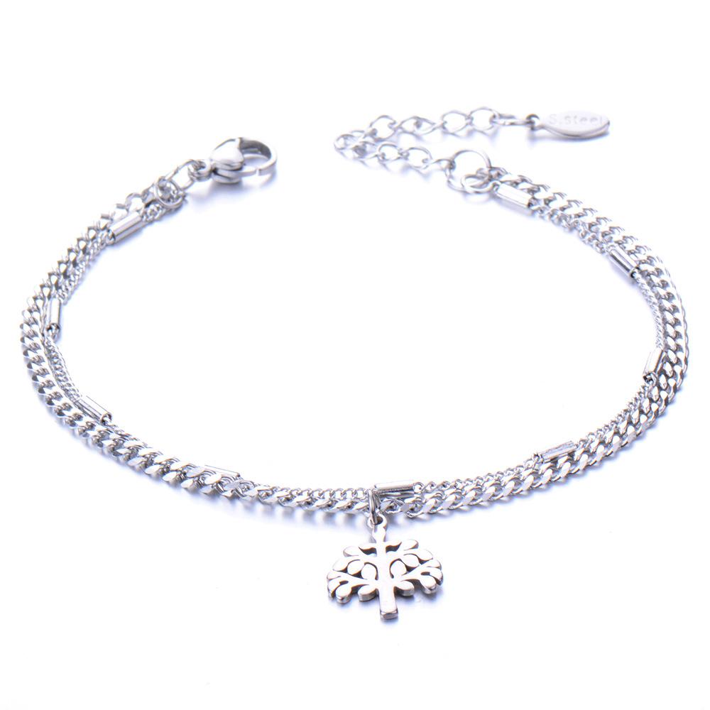European and American simple personalized bell double-layer titanium steel bracelet spot men and women couple jewelry women's trend fashion jewelry