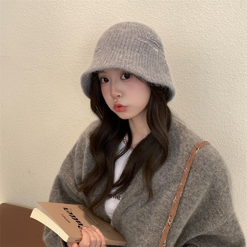 Rabbit Plush Bucket Hat Women's New Autumn and Winter Fashion Versatile Face Small Versatile Big Head Circumference Basin Hat
