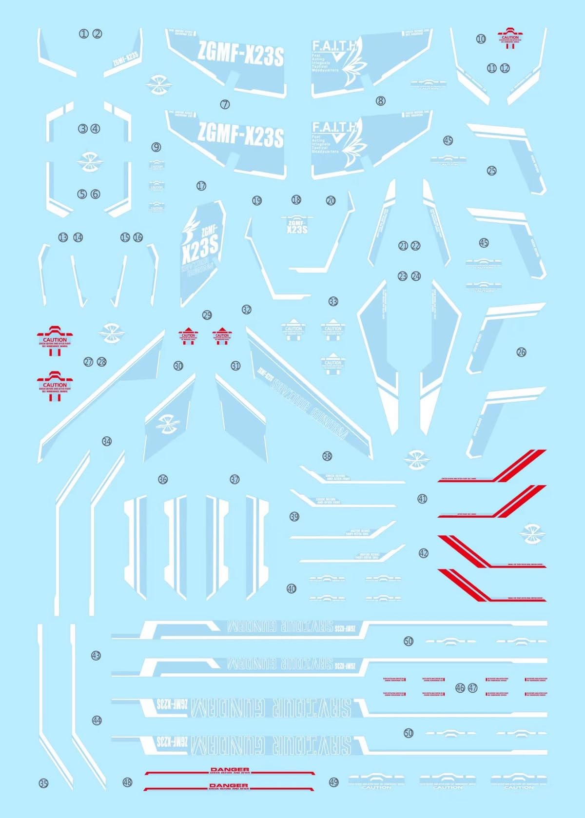 

Флуоресцентный!! MG MGEX MGSD FM HiRM 1/100 Robot MS Yukisha Detail Up Water Transfer Decal (для 1/100 ТВ Saber Gundam) [Элемент]