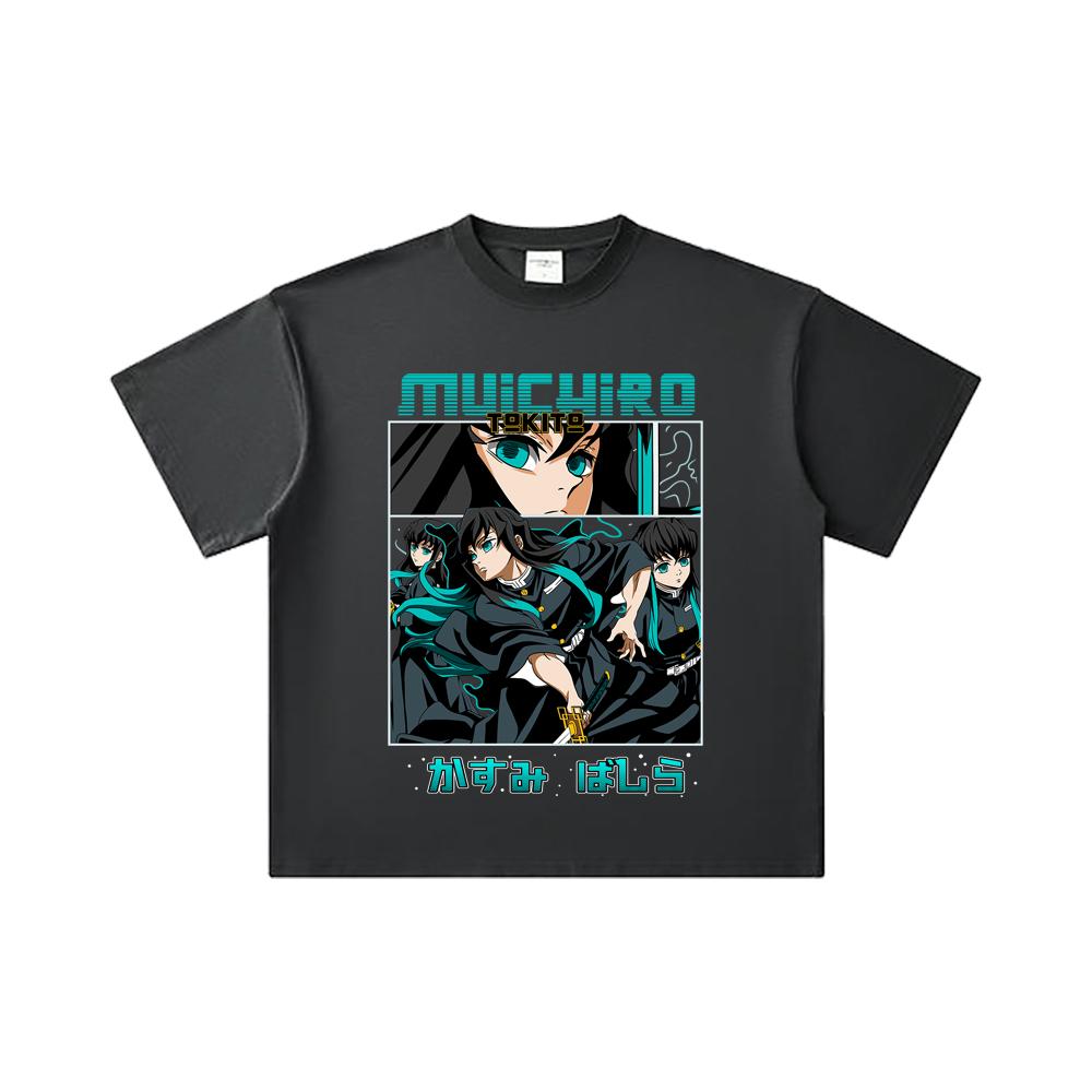 260 GSM Double Yarn 32 Count 100% Cotton Demon Slayer V8 Mitsuri Print Unisex Heavy Cotton T Shirt