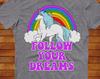 Retro Einhorn T-Shirt: Folge deinen Träumen, Made in USA