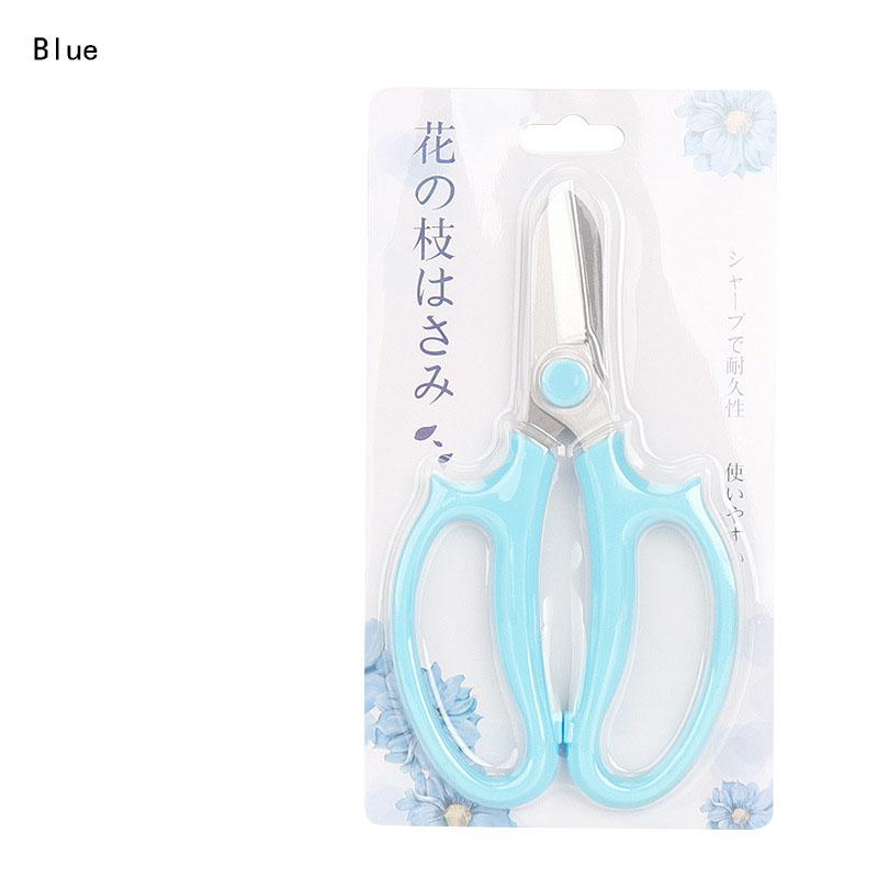 Stainless Steel Flowers Fruit Picking Branch PP Anti-Slip Grip Handle Pruning Shears Bonsai Scissors for Garden Blue Pink Color