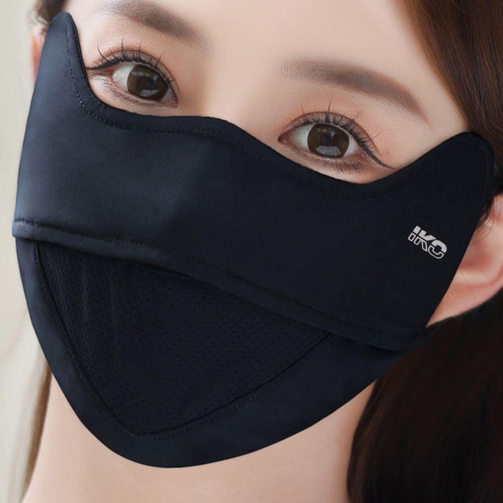 Solid Color Ice Silk Face Scarf UV Protection Anti-uv Face Cover Thin Sunscreen Veil  Riding
