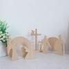 Solid Wood Jesus Resurrection Scene Ornaments with Cross Simple Style Easter Empty Tomb Scene Set Handmade