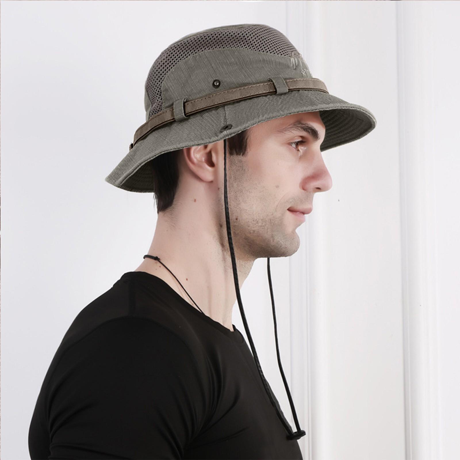 

Мужская шляпа-ведро для рыбалки, походная шляпа, уличная шляпа от солнца, хлопковая сетчатая шляпа One Size кофейный