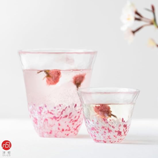 ADERIA Tsugaru Vidro Sakura Sakura Sake Cup 90ml, Made in Japan, Gift Boxed, F79436, Ochoko, Sake Cu