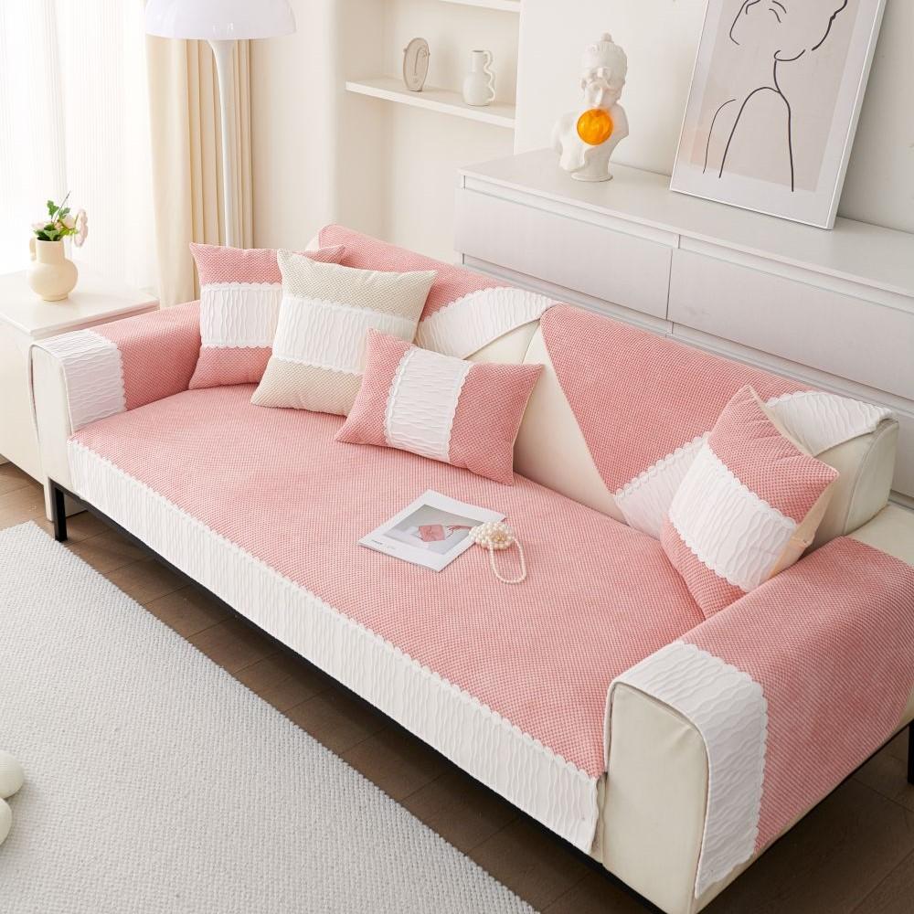 Living Room Anti-slip Couch Sofa Cover Summer Nordic Corduroy Solid Color Sofa Cushion Cover Slipcover Funda