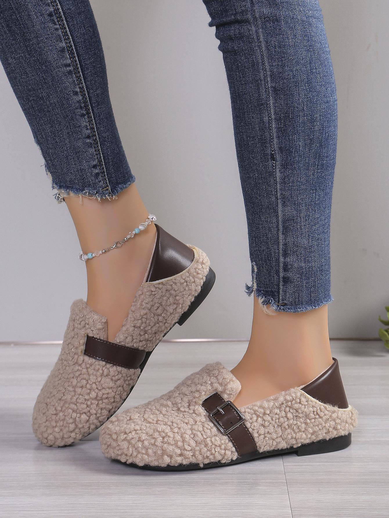 

Один фут пушистой обуви, женская новая хлопковая обувь на мягкой подошве, флисовая обувь, женская зимняя модная флисовая хлопковая обувь 41 коричневый