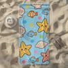 Cute Cartoon Starfish & Seashell Pattern Beach Towel, Soft Durable Quick-Drying, Ideal For Summer Beach, Swimming & Camping