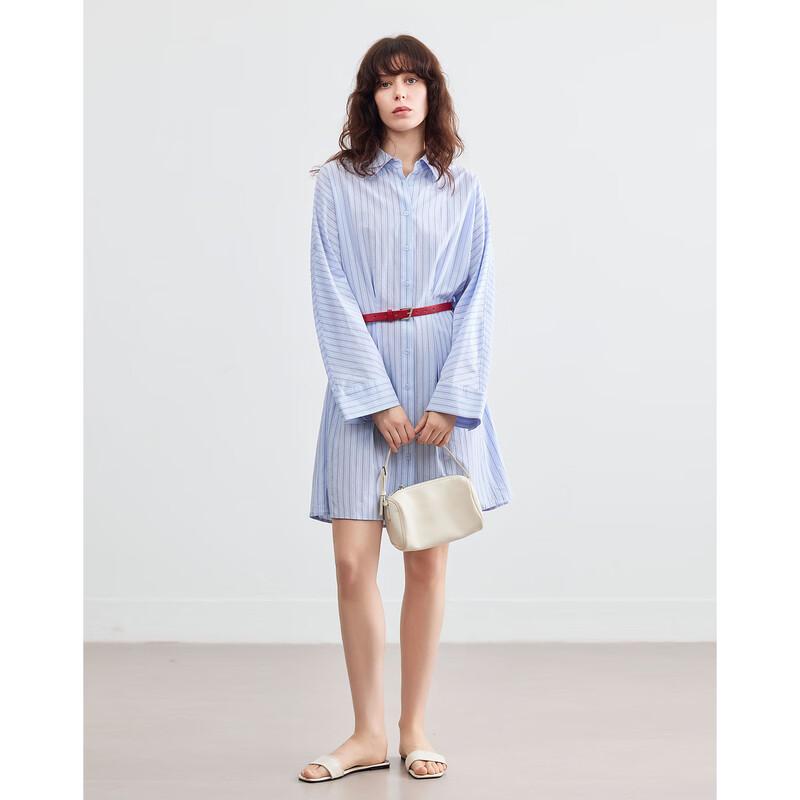 Demana Pure Cotton Striped Belted Shirtdress S